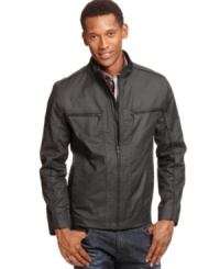 Keep your outerwear as sleek as your everyday wear in this slim-fit bomber jacket from Alfani Red. Keep your outerwear as sleek as your everyday wear in this slim-fit bomber jacket from Alfani Red.
