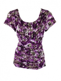 Alfani Womens Petites Printed Pleat Stretch Top Alfani Womens Petites Printed Pleat Stretch Top