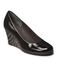 Dare to be different! The Plum Tree wedges by Aerosoles take a unique turn with a contrasting wedge heel. Dare to be different! The Plum Tree wedges by Aerosoles take a unique turn with a contrasting wedge heel.
