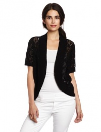 AGB Women's Short Sleeve Pointelle Sweater Shrug AGB Women's Short Sleeve Pointelle Sweater Shrug