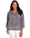 Lucky Brand Women's Plus-Size John Robshaw Joplin Block Top