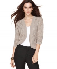 This adorably chic textured petite shrug from Alfani adds a perfect layer of warmth and style to your look. This adorably chic textured petite shrug from Alfani adds a perfect layer of warmth and style to your look.