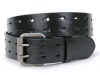 Snap On Two Row Cut-out Holes Leather Belt