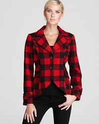 Classic buffalo plaid takes on a chic equestrian silhouette in this Aqua riding jacket. Pair with your wardrobe basics for statement winter style. Classic buffalo plaid takes on a chic equestrian silhouette in this Aqua riding jacket. Pair with your wardrobe basics for statement winter style.