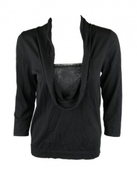 August Silk Womens Sequin Lace Cowlneck Long Sleeve Sweater August Silk Womens Sequin Lace Cowlneck Long Sleeve Sweater