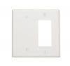 Leviton 80608-W 2-Gang 1-Blank 1-Decora/GFCI Device Combination Wallplate, Midway Size, Thermoset, White