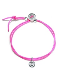Give peace a chance: this neon cord bracelet from Alex Woo is designed to display your free-spirit with its delicate, sterling silver charm. Give peace a chance: this neon cord bracelet from Alex Woo is designed to display your free-spirit with its delicate, sterling silver charm.