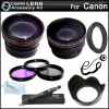 Deluxe All In Lens Kit For CANON VIXIA HF M52, HF M50, HF M500, HF M41, HF M40, HF M400 HD Camcorder Includes HD .43x Wide Angle Lens + 2.2x Telephoto Lens + Multi-Coated 3 Piece Filter Kit (UV, CPL, FLD) + Lens Hood + Lens Pen Cleaning Kit + More