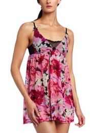 Betsey Johnson Women's Knit Chiffon Babydoll, Shake Your Bud Raven Black, Medium Betsey Johnson Women's Knit Chiffon Babydoll, Shake Your Bud Raven Black, Medium