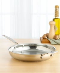 Whether you like your food fried, sautéed or pan-seared, Cuisinart's skillet lets you play short-order cook - or aspiring chef - with the utmost confidence. Skillet is constructed of gleaming 18/4 stainless steel designed for smart, healthy cooking. Features an aluminum core to distribute heat evenly and tapered rims for easy pouring and transfer. Lifetime limited warranty. Whether you like your food fried, sautéed or pan-seared, Cuisinart's skillet lets you play short-order cook - or aspiring chef - with the utmost confidence. Skillet is constructed of gleaming 18/4 stainless steel designed for smart, healthy cooking. Features an aluminum core to distribute heat evenly and tapered rims for easy pouring and transfer. Lifetime limited warranty.