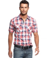 More rugged rodeo the Rodeo Drive. This western plaid shirt from Marc Ecko Cut & Sew puts some muscle into your casual wardrobe. More rugged rodeo the Rodeo Drive. This western plaid shirt from Marc Ecko Cut & Sew puts some muscle into your casual wardrobe.