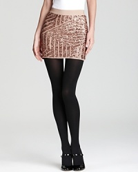 Dazzling sequins get the party started and enliven this BCBGMAXAZRIA Skirt--the form-fitting mini for leg-baring beauties and sparkle enthusiasts. Dazzling sequins get the party started and enliven this BCBGMAXAZRIA Skirt--the form-fitting mini for leg-baring beauties and sparkle enthusiasts.