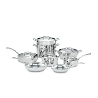 Set includes: 1.5qt and 2.5qt covered saucepans, 4.5qt covered Dutch oven, 3qt covered sauté pan, 8qt covered stockpot with pasta insert, 10 French skillet and 8 French Skillet. Set includes: 1.5qt and 2.5qt covered saucepans, 4.5qt covered Dutch oven, 3qt covered sauté pan, 8qt covered stockpot with pasta insert, 10 French skillet and 8 French Skillet.
