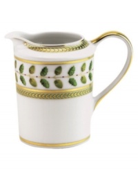 For any elegant holiday affair the Bernardaud Constance Dinnerware Collection makes for timeless presentation of your seasonal fare. Ornate design inspired by the Empire Period with gold outlined acorn and oak leaves that symbolize strength and longevity. A dash a sage rims each piece behind a golden laurel vine while touches of red with gold trim further complement the pattern. A grand way to add to your holiday drink service. For any elegant holiday affair the Bernardaud Constance Dinnerware Collection makes for timeless presentation of your seasonal fare. Ornate design inspired by the Empire Period with gold outlined acorn and oak leaves that symbolize strength and longevity. A dash a sage rims each piece behind a golden laurel vine while touches of red with gold trim further complement the pattern. A grand way to add to your holiday drink service.