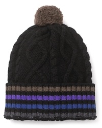 When you don this exciting hat from Paul Smith, its colorful stripes break through the dreary winter weather and add cheer. Festooned with a pom pom for extra flair. When you don this exciting hat from Paul Smith, its colorful stripes break through the dreary winter weather and add cheer. Festooned with a pom pom for extra flair.