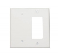 Leviton 80608-W 2-Gang 1-Blank 1-Decora/GFCI Device Combination Wallplate, Midway Size, Thermoset, White Leviton 80608-W 2-Gang 1-Blank 1-Decora/GFCI Device Combination Wallplate, Midway Size, Thermoset, White