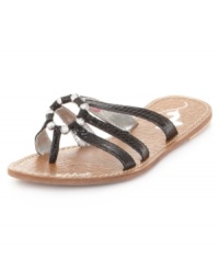 Cute sparkly center. Baby Phat's Lexie thong sandals feature a circular accent in the vamp that is sure to turn heads. Cute sparkly center. Baby Phat's Lexie thong sandals feature a circular accent in the vamp that is sure to turn heads.