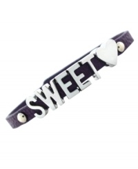 Sweetheart appeal. This bracelet from BCBGeneration is crafted from silver-tone mixed metal and purple PVC for a stylish touch to let you know you're loved. Approximate length: 8 inches.