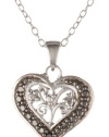 Sterling Silver Black-Diamond Heart Pendant Necklace