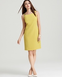 Trimmed in a snakeskin print, T Tahari's square neck Sylvia dress lends flattery to the figure with a classic fitted silhouette. Trimmed in a snakeskin print, T Tahari's square neck Sylvia dress lends flattery to the figure with a classic fitted silhouette.