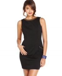 There are so many things to love about this little black dress from BCX! From its lovely princess seams to its cute pockets at the waist and chain accents throughout, this dress has definitely got it going on! There are so many things to love about this little black dress from BCX! From its lovely princess seams to its cute pockets at the waist and chain accents throughout, this dress has definitely got it going on!