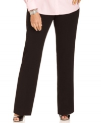 Lend instant sophistication to your work ensembles with Jones New York Signature's straight-leg plus size pants.