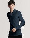 Burberry classic long sleeve polo shirt. Long sleeved polo with signature check collar.