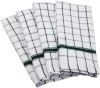 Excello Deluxe Windowpane Terry Towel, White with Hunter Green, Set of 4