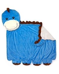 This cozy dinosaur blanket is rendered in soft, colorful velour for fun and comfort for naptime, playtime or anytime. This cozy dinosaur blanket is rendered in soft, colorful velour for fun and comfort for naptime, playtime or anytime.