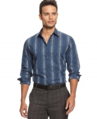 Top down style. The vertical stripes on this shirt from INC International Concepts slim down your polished look. Top down style. The vertical stripes on this shirt from INC International Concepts slim down your polished look.