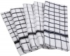 Excello Deluxe Windowpane Terry Towel, White with Black, Set of 4