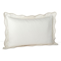 An elegant collection, trimmed in softly hued sateen for a dose of glamour. Sham is tailored in airy pique with a scalloped edge. An elegant collection, trimmed in softly hued sateen for a dose of glamour. Sham is tailored in airy pique with a scalloped edge.