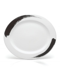 A true work of art. Mikasa's bold Brushstroke motif adorns this sleek yet sturdy platter, turning any meal into a true masterpiece. A true work of art. Mikasa's bold Brushstroke motif adorns this sleek yet sturdy platter, turning any meal into a true masterpiece.