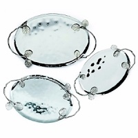 Michael Aram's Botanical Oval Leaf tray is a celebration of fine and decorative art. Inspired by nature, and handcrafted of stainless steel and nickelplated bronze. Available 20 X 12.