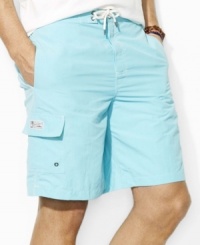 The relaxed-fitting Kailua trunk is crafted in a bold solid hue from quick-drying nylon. The relaxed-fitting Kailua trunk is crafted in a bold solid hue from quick-drying nylon.
