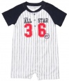 Carter's Boys 3-24 Months Pinstripe All Star Romper Navy (12 Months, Navy/White)