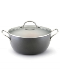 Perfect for creating pasta dishes, risotto and more, this heavy-gauge, hard-anodized casserole provides consistently exceptional cooking results. It's a pro at resisting hot spots for even cooking, while its patented TOTAL Hi-Low Food Release system outlasts all other nonsticks -- guaranteed! Limited lifetime warranty. Perfect for creating pasta dishes, risotto and more, this heavy-gauge, hard-anodized casserole provides consistently exceptional cooking results. It's a pro at resisting hot spots for even cooking, while its patented TOTAL Hi-Low Food Release system outlasts all other nonsticks -- guaranteed! Limited lifetime warranty.