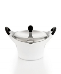 Elegant & sophisticated, this cast aluminum vessel is a true piece of art and performs like a real professional, too. The lightweight design heats up quickly & evenly for consistent, delicious results. Crafted with holes in the rim for pouring with the cover on and a stay-cool phenolic resin handle, this covered casserole is perfect for sealing moisture & flavor into bigger family dishes. 3-year warranty. Elegant & sophisticated, this cast aluminum vessel is a true piece of art and performs like a real professional, too. The lightweight design heats up quickly & evenly for consistent, delicious results. Crafted with holes in the rim for pouring with the cover on and a stay-cool phenolic resin handle, this covered casserole is perfect for sealing moisture & flavor into bigger family dishes. 3-year warranty.