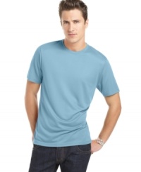 Try a little luxury. With a silky hand, this Perry Ellis T shirt is an upscale classic.