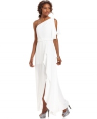 Ruffled details add elegant touches to this BCBGMAXAZRIA dress while a split skirt adds a sexy spin. Perfect for showing off a gorgeous pair of heels at your next special event. Ruffled details add elegant touches to this BCBGMAXAZRIA dress while a split skirt adds a sexy spin. Perfect for showing off a gorgeous pair of heels at your next special event.