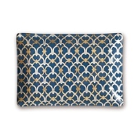 A classic lattice print with hand-applied gold foil lends a dramatic touch to this resplendent glass tray from Fringe. A classic lattice print with hand-applied gold foil lends a dramatic touch to this resplendent glass tray from Fringe.