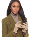 Keep cozy and connected with these warm wool gloves from Lauren by Ralf Lauren that offer a fabulous fit and special touch fingertips for easy access to touchscreen devices.