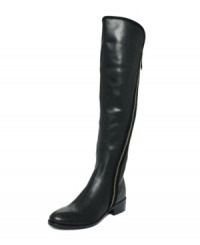 The sleek sophistication of Donald Pliner's Nova tall riding boots will blend in perfectly with every cool weather outfit in your closet. The sleek sophistication of Donald Pliner's Nova tall riding boots will blend in perfectly with every cool weather outfit in your closet.