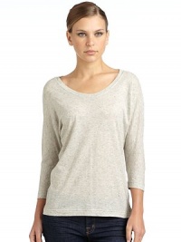 THE LOOKNubby knit designWaffle textured wide necklineThree-quarter length dolman sleevesTHE FITAbout 26 from shoulder to hemTHE MATERIALCottonCARE & ORIGINMachine washImportedModel shown is 5'9½ (176cm) wearing US size Small.This item was originally available for purchase at Saks Fifth Avenue OFF 5TH stores. THE LOOKNubby knit designWaffle textured wide necklineThree-quarter length dolman sleevesTHE FITAbout 26 from shoulder to hemTHE MATERIALCottonCARE & ORIGINMachine washImportedModel shown is 5'9½ (176cm) wearing US size Small.This item was originally available for purchase at Saks Fifth Avenue OFF 5TH stores.