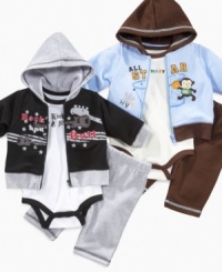He may not be a baby body builder yet but he can look like a little athlete in training with either of these sets from Baby Essentials. He may not be a baby body builder yet but he can look like a little athlete in training with either of these sets from Baby Essentials.