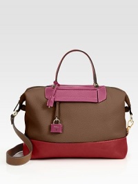 EXCLUSIVELY AT SAKS. A chic easy shape of rich leather in vibrant colorblocked tones. Double top handles, 5½ dropShoulder strap, 19¾ dropTop zip closureFront zip pocket with signature lockProtective metal feetInside zip pocketOne inside open pocketFully lined13½W X 9½H X 6DMade in Italy EXCLUSIVELY AT SAKS. A chic easy shape of rich leather in vibrant colorblocked tones. Double top handles, 5½ dropShoulder strap, 19¾ dropTop zip closureFront zip pocket with signature lockProtective metal feetInside zip pocketOne inside open pocketFully lined13½W X 9½H X 6DMade in Italy