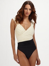 A modern color-blocked design with exquisite draping, combining functionality with beautiful artistry for a sophisticated look. Wide strapsFully lined86% polyamide/14% elastaneHand washImported A modern color-blocked design with exquisite draping, combining functionality with beautiful artistry for a sophisticated look. Wide strapsFully lined86% polyamide/14% elastaneHand washImported