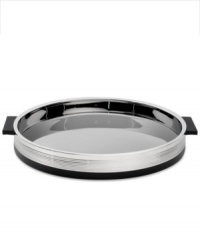 Vera Wang elevates cocktail hour with the deco-cool Debonair bar tray, perfect for serving a crowd. Ribbed stainless steel and slick black enamel create a look of vintage glamor that no bartender can resist.