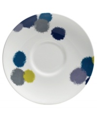 Vera Wang brings new excitement to white bone china with the tie-dye-inspired Ikat pattern from her collection of Wedgwood dinnerware. The dishes have splashes of indigo blue, citron and lavender that enhance this simple saucer for a look that's sleek and modern yet refreshingly playful. Vera Wang brings new excitement to white bone china with the tie-dye-inspired Ikat pattern from her collection of Wedgwood dinnerware. The dishes have splashes of indigo blue, citron and lavender that enhance this simple saucer for a look that's sleek and modern yet refreshingly playful.