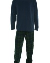 Club Room Men's Long Sleeve Fleece Pajama Set Navy, Small